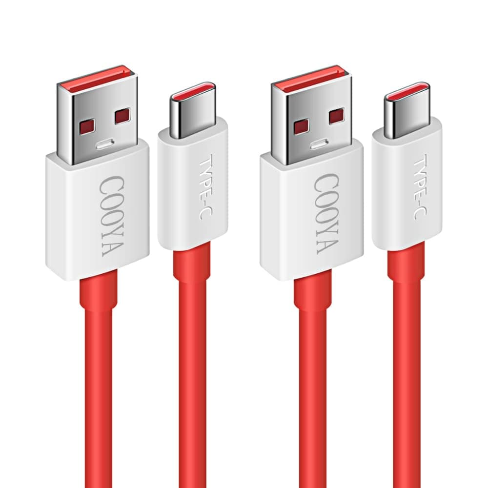 COOYA 2-Pcs USB C Cable 80W 6ft for Super-vooc Charging for OnePlus 15 13 12 Open 11 10 Pro Nord N30 for Warp-charging Cable for OnePlus 7 8 Pro 7T 6T 6 5T USB to Type-C Fast Charge Data Transfer Cord