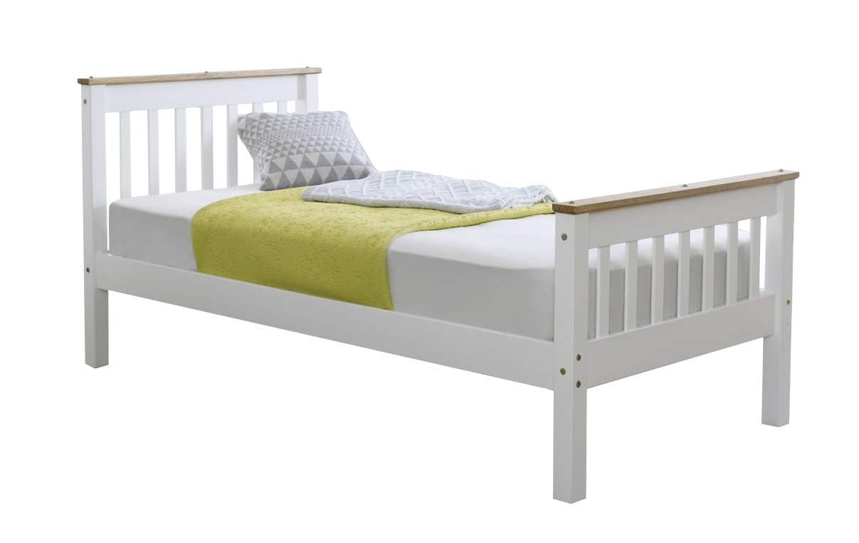 Amani International 3 ft Devon Bed (2 Boxes), Wood, White, Single