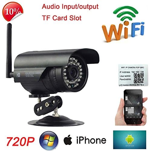 Eyevison HD 720P WIFI IP Bullet Security Camera AP Mode + TF Card Slot + Audio P2P IR Night IR 20M Outdoor P2P CCTV Cam With Power