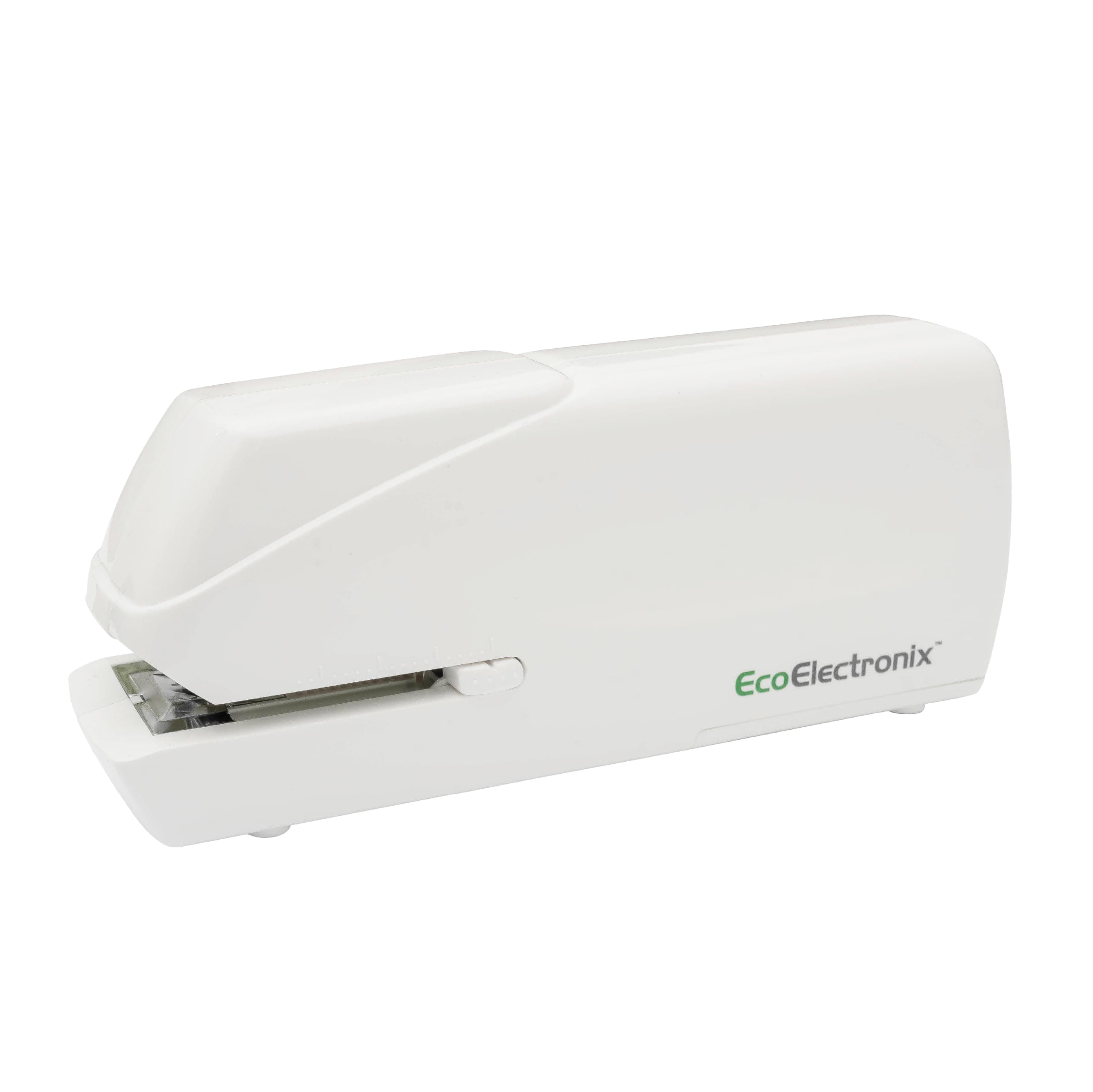 EcoElectronix Portable Automatic Electric Stapler Pro - 30 Sheet Capacity, Quiet Operation, Jam-Free and Easy Reload - AC Adapter/Battery Powered, (White)