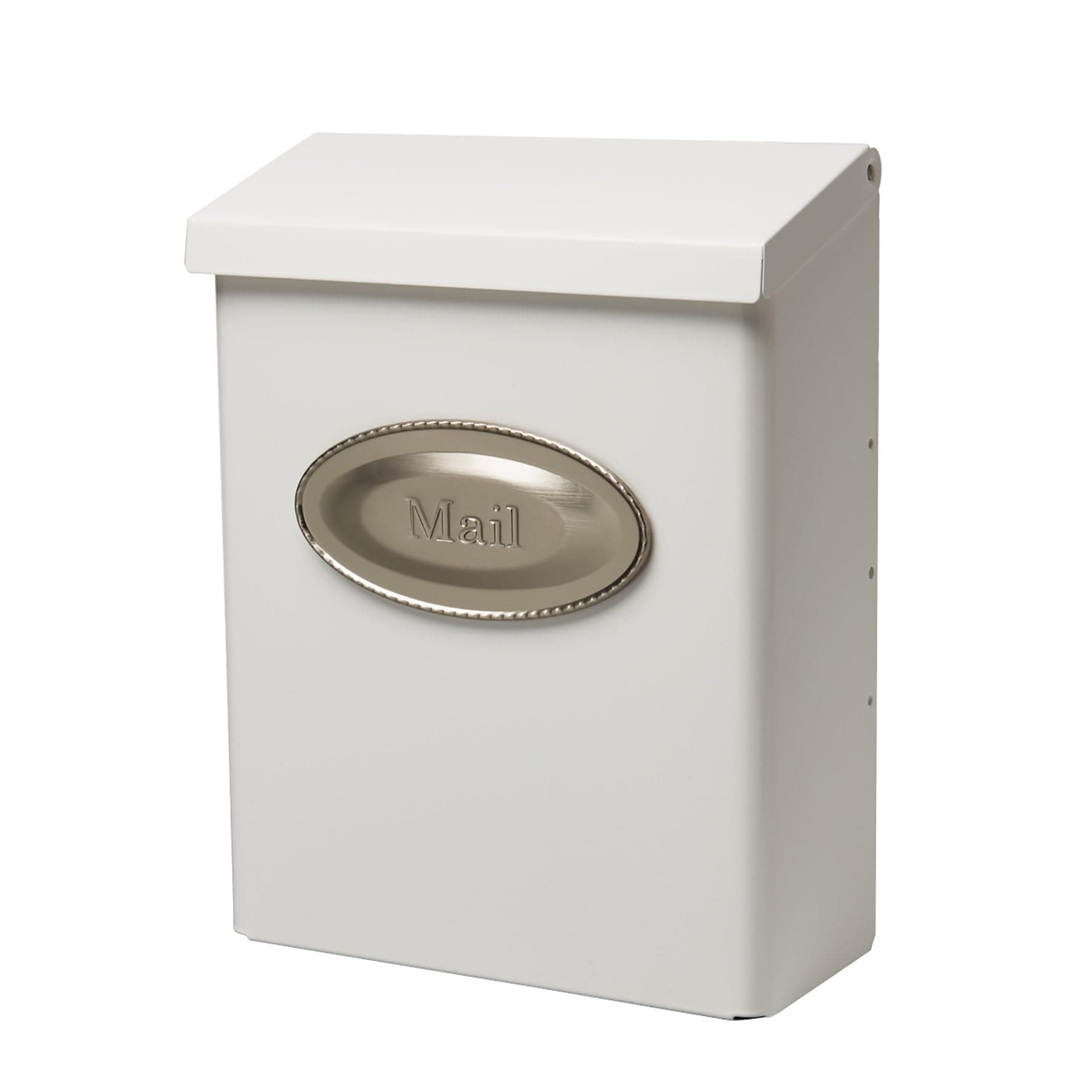 ARCHITECTURAL MAILBOXES Designer Galvanized Steel, Locking Wall Mount White with Satin Nickel