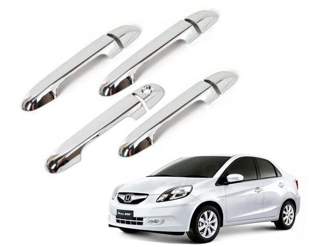 Auto E-Shopping Car Handle Latch Cover Scratch Guard Chrome Finish Front Rear Compatible for Honda Ivtech 2014 Onward Set of 4 Pieces