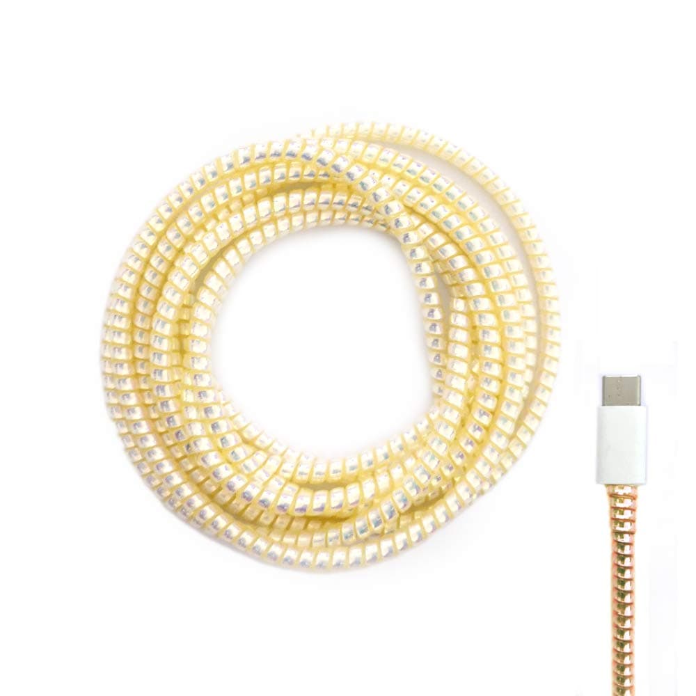 Cable Protector Animal Proof Wire Repair, Cord Protector for Pets Headphone Saver Spiral Cable Wrap Strain Relief, Cord Sleeve for Phone Cable USB Date Cable, 60 inches, 2 pcs, Gold