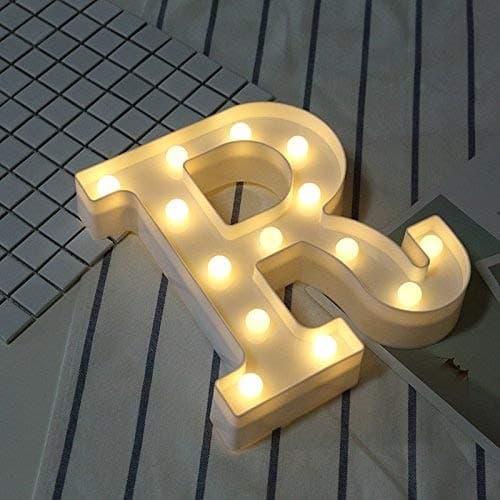 LED Letter Lights, DIY 26 Letters Alphabet A-Z Plastic Lamp Lighting Up Words Sign White Décor for Birthday Wedding Party Bar Bedroom Wall Hanging Decoration (Letter-R)