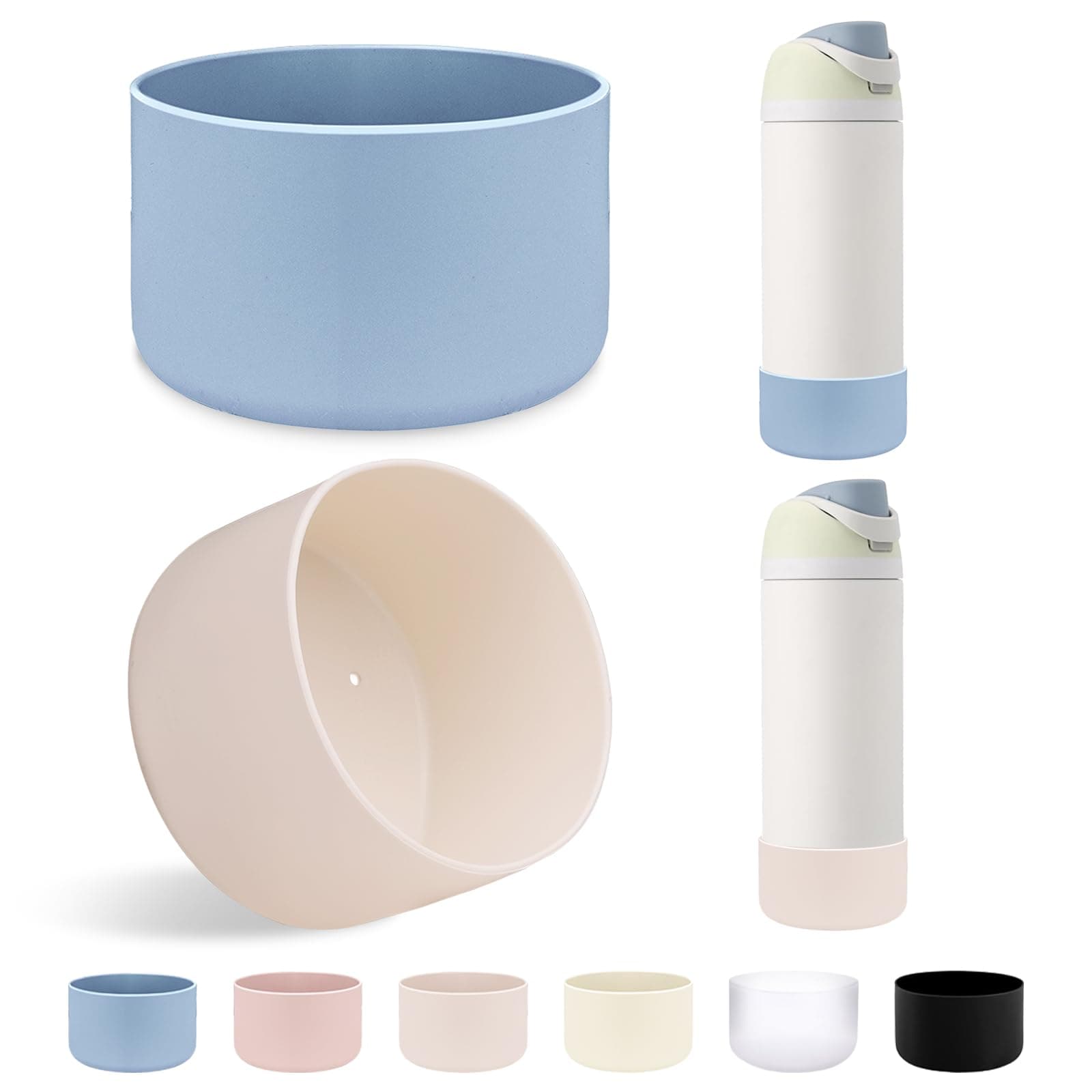 2Pcs Protective Silicone Boot Bottom Base for Owala FreeSip Twist and Flip Flask 24OZ, and Compatible with Stanly Cup Tumbler 20-40oz and More Bottles with Bottom Diameter 2.8-2.95inch