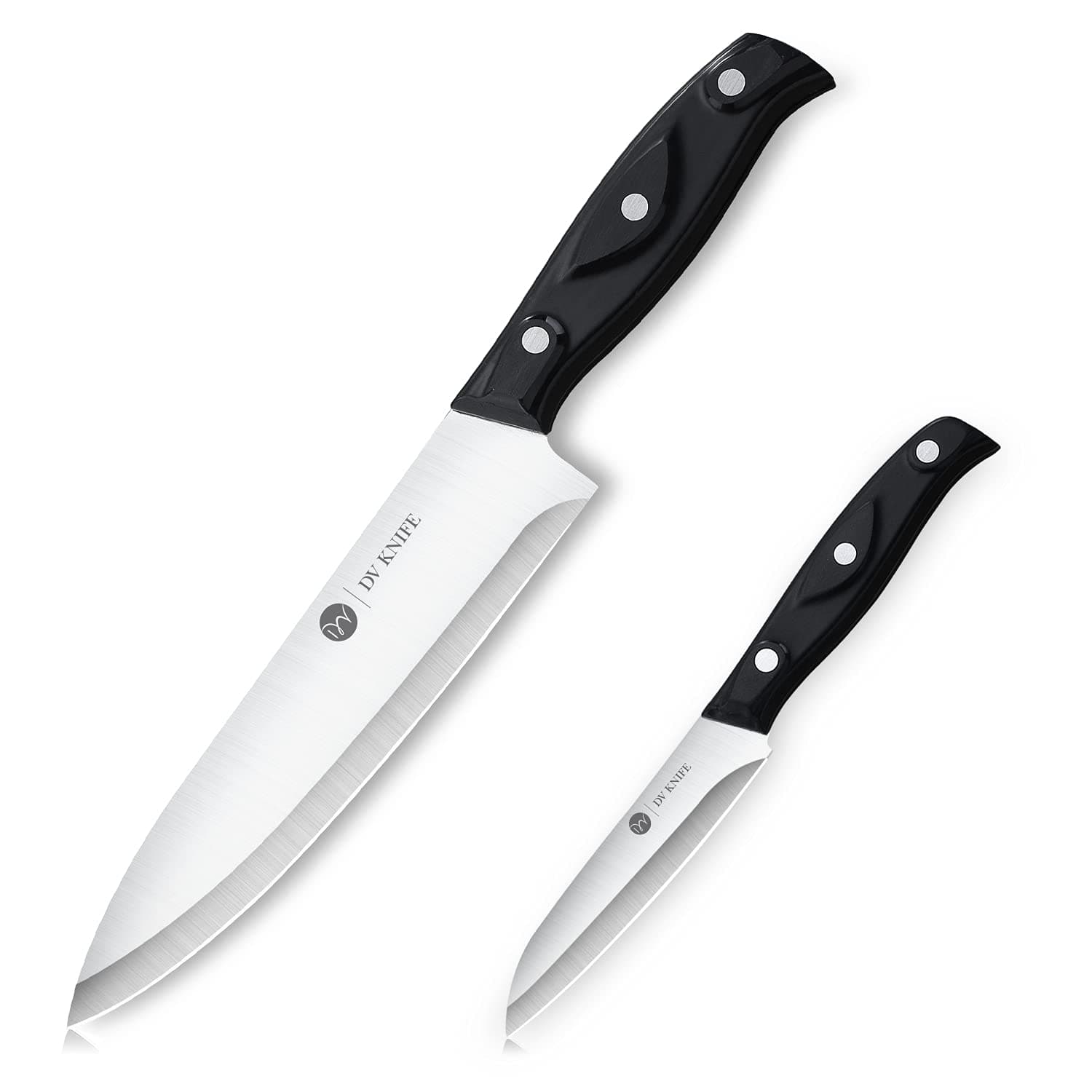 Chef Knife, 2Pcs Sharp Cutting Kitchen Knives, 8 inch Chef's Knife & 4 inch Paring Knife, Made of German High Carbon Stainless Steel with Ergonomic Handle