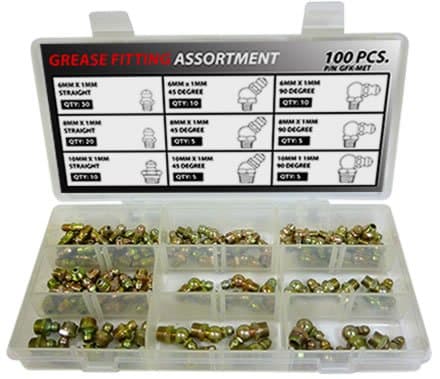 Metric Grease Fitting Kit - 100 Piece Assortment