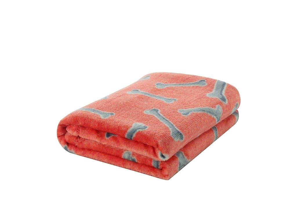 ZOCMART Pet Theme Print Soft and Fluffy Polyester Plush Throw Blanket, 35" L x 44" W, Pink