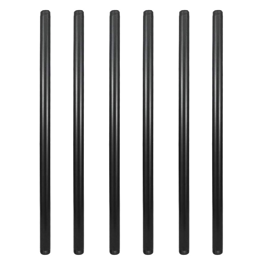 6 Pack 1/2" × 24" Pre-Cut Black Metal Pipe, Industrial Steel Fits Standard Half Inch Black Threaded Pipes and Fittings - Vintage DIY Industrial Shelving (1/2" × 24")