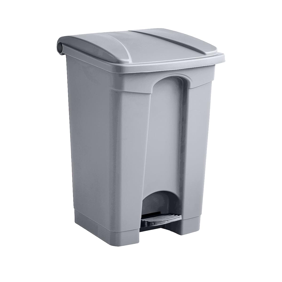 Plastic Garbage Bin with Foot Pedal, Hands-Free Garbage Can, Gray, 12 Gallon Rectangular Step-On Commercial Trash Can for Restaurant/Office/Kitchen