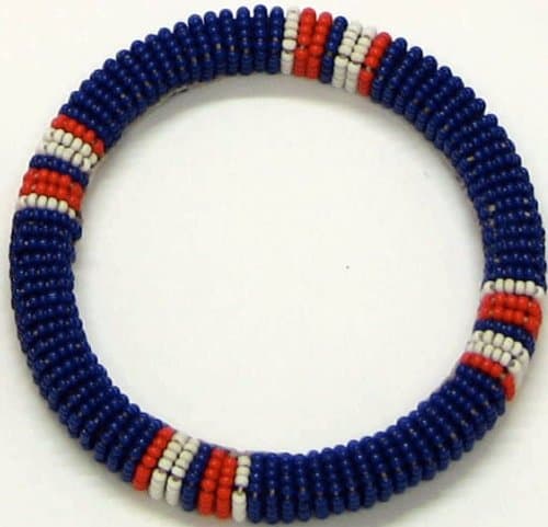 Maasai Blue Red and White Bangle - Small - 2.75"
