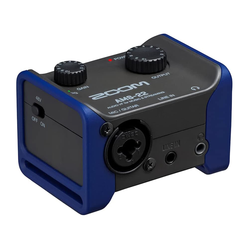 Zoom AMS-22 Audio Interface, 1 XLR/TRS input, Stereo Line Input, 2 Outputs, Loopback, Direct Monitoring, Bus-Powered, for Recording and Streaming on PC, Mac, iOS, and Android