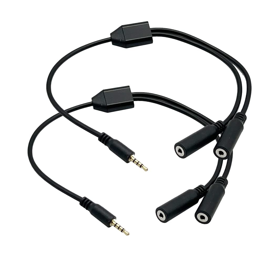 Seadream 2.5mm Y Splitter Cable; 2Pack 12inch 2.5mm Male to Dual 2.5mm Female Y Splitter Audio Micphone Extension Cable; 2.5mm Male to 2 * 2.5mm Female Backup Camera Extension Cable;Gold Plated 4 Pole