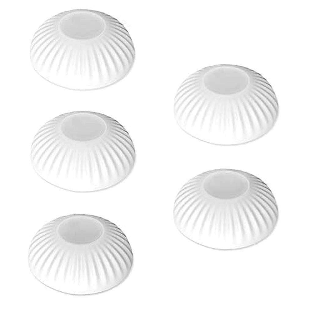 5pcs Silicone Door Handle Bumper Wall Protector 3M Self Adhesive White Stripe Style Round Soft Rubber Door Stopper (White)