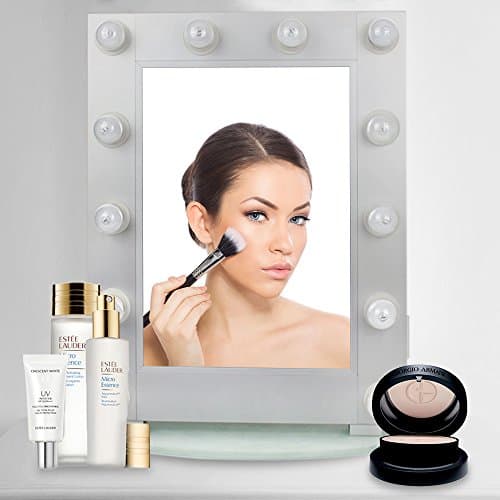 SSELF Hollywood Lighted Makeup Mirror Vanity Mirror with Dimmable Bulbs (Silver)