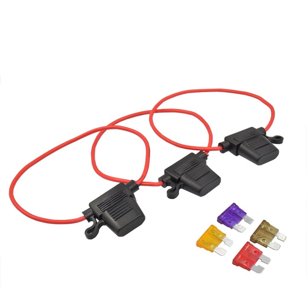 3 Pack -12V Water-resistant Add-A-Circuit Blade Type Inline Fuse holder with Cap16 Gauge (Larger)