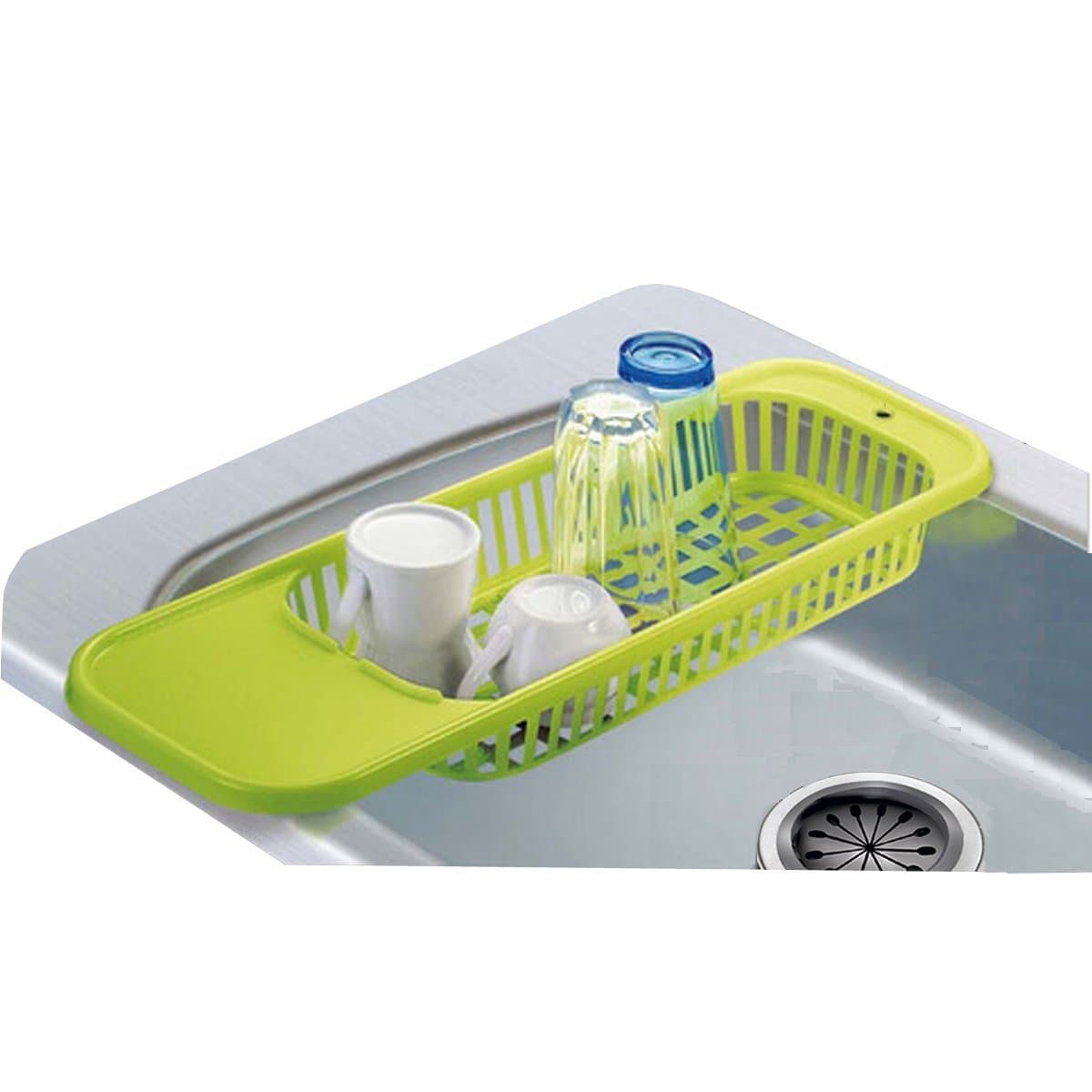 Dish Drying Rack Over the Sink Large Size Plastic (Green)