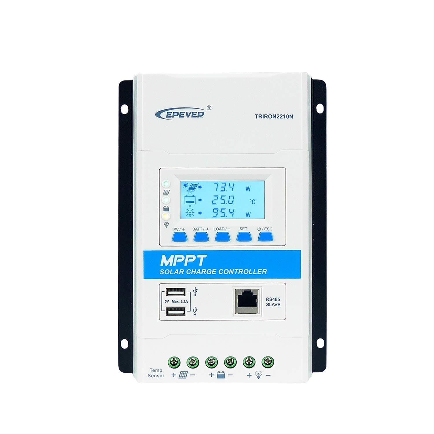 EPever MPPT Charge Controller 20A 12V/24V Auto Solar Panel Charge Controller Intelligent Regulator Tririon2210N wth DS2 + UCS modules (20A,Triron2210N)