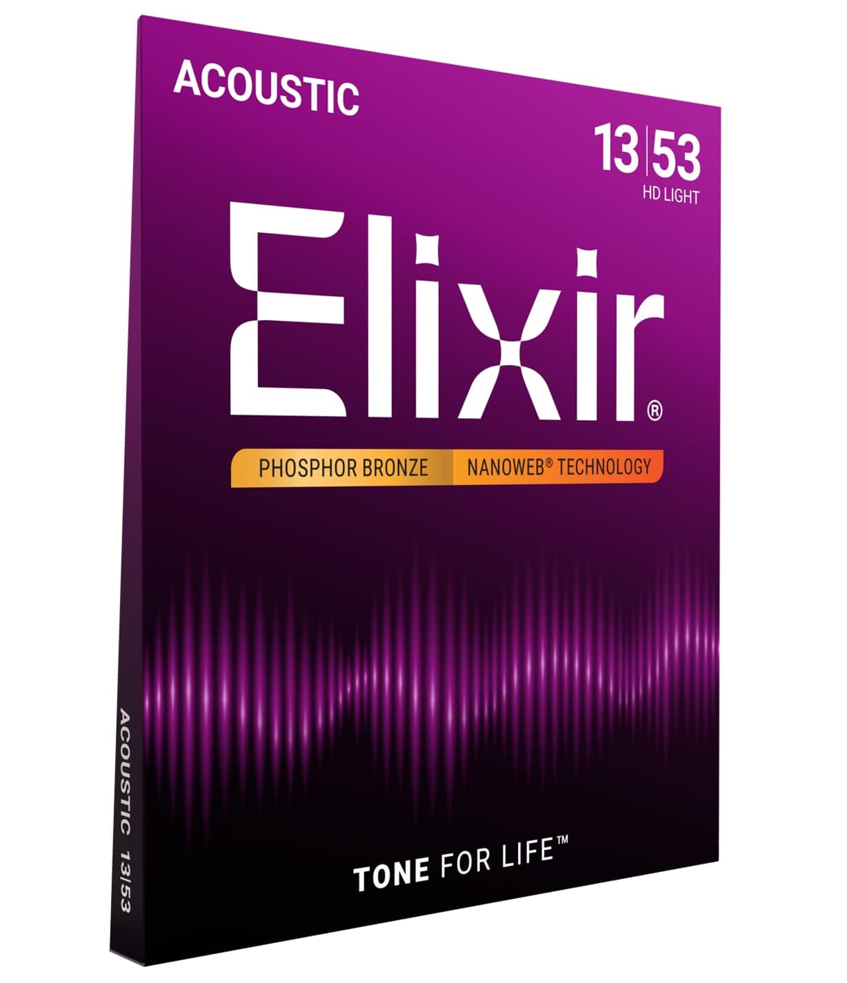 Elixir 16182 Strings Phosphor Bronze Acoustic Guitar Strings w NANOWEB Coating, HD Light (.013-.053)