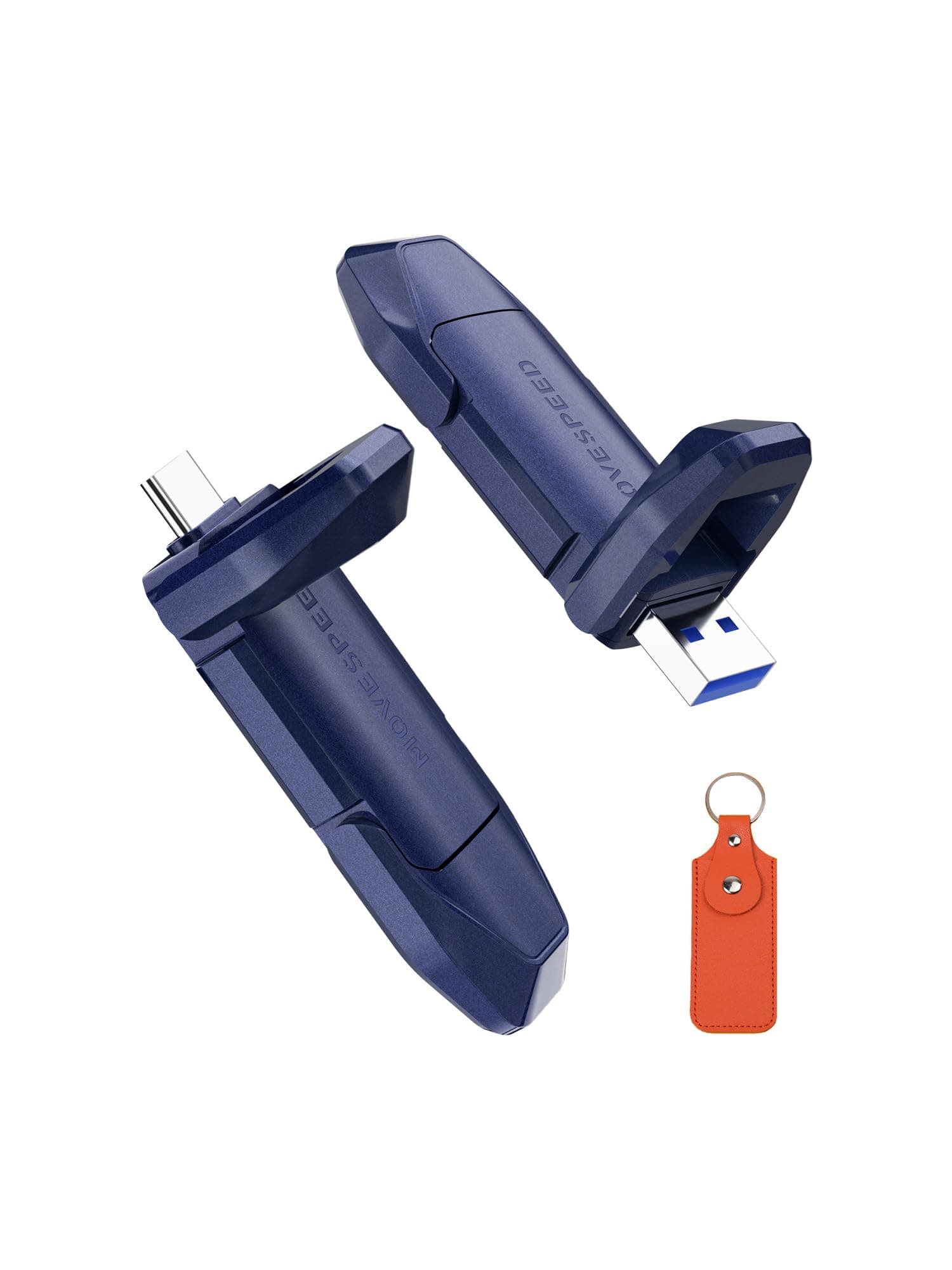 MOVE SPEED 2TB Solid State Flash Drive, 1000MB/s Read Write Speed, USB 3.2 Gen2 & Type C Dual Interface SSD with Keychain Leather Case Thumb Drive for iPhone 15 Series/MacBook/Android Phone etc