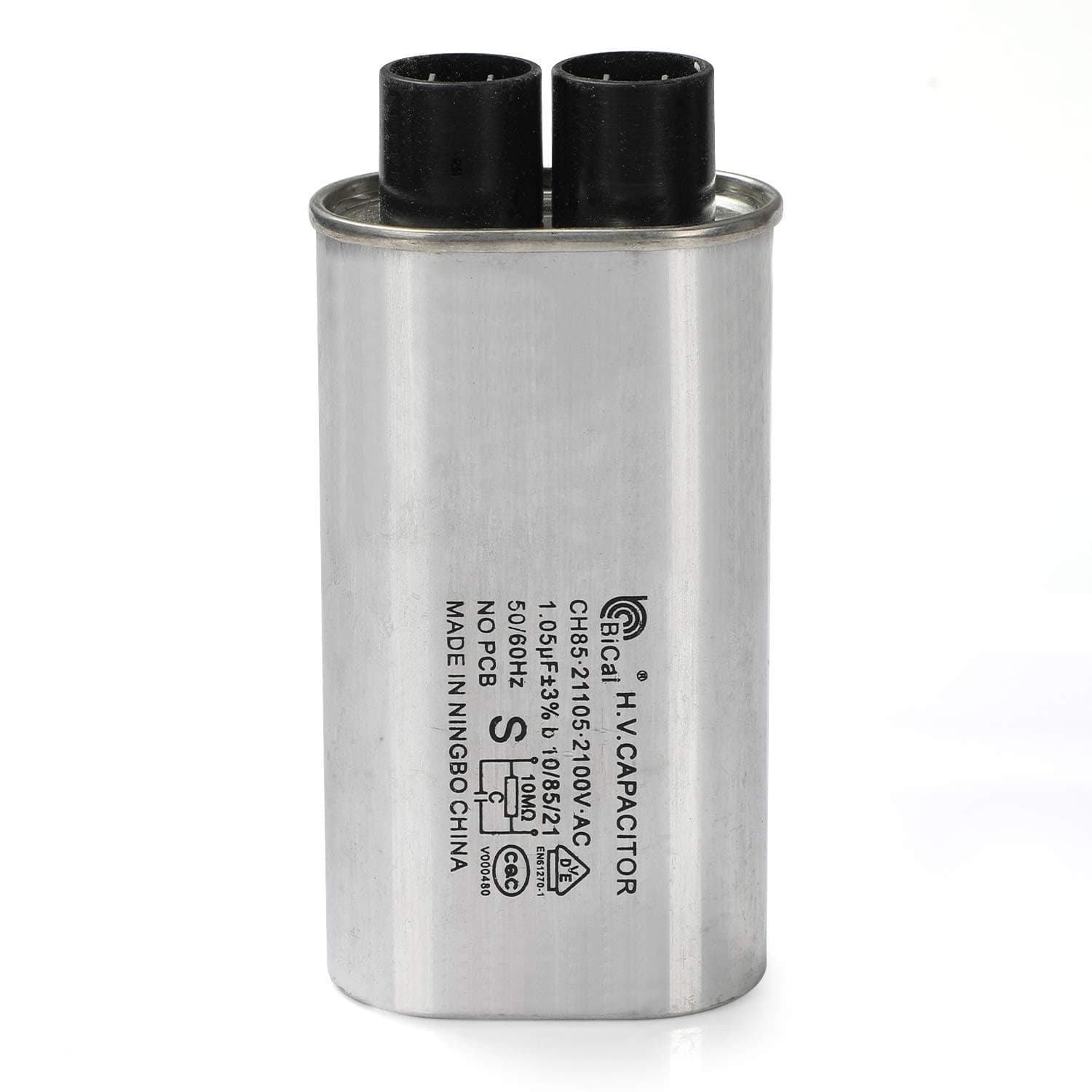 BlueCatELE 3 Leaf-Quick Terminals 1/4 in 1.05 MFD uF Universal Microwave Capacitor Compatible for Whirlpool W10850446 W10138798 13QBP21105 and Others