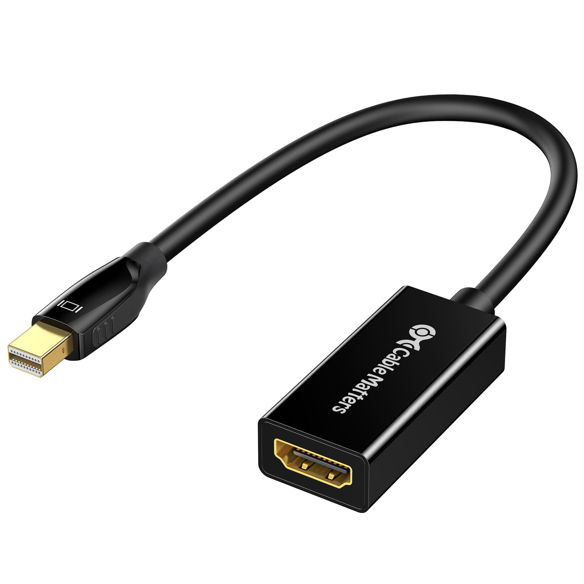 Cable Matters Mini DisplayPort to HDMI Adapter (Mini DP to HDMI) in Black - Thunderbolt and Thunderbolt 2 Port Compatible