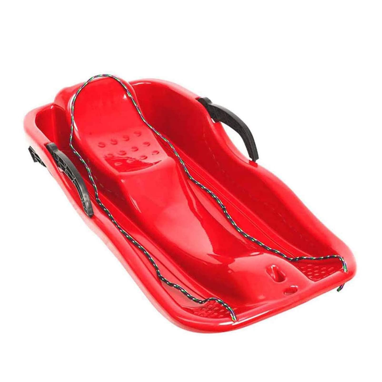 Portable Snow Sled Sand Grass Skiing with Pull Rope, Slippery Racer Downhill Toboggan Rolling Snow Slider, for Kids Boat Sledge Sprinter,Red