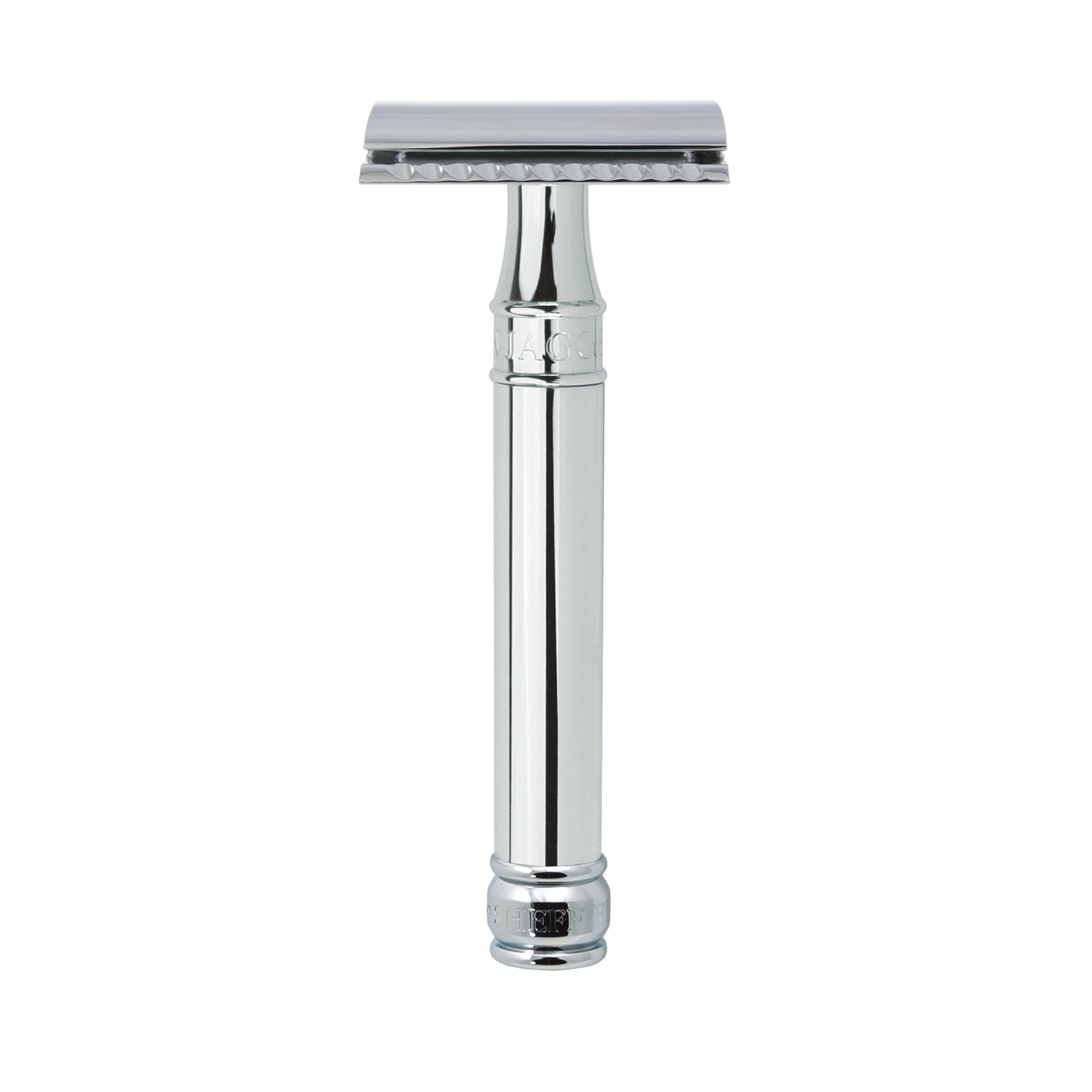 Edwin Jagger Double Edge Safety Razor, Chrome, Regular Handle, 5 Blades