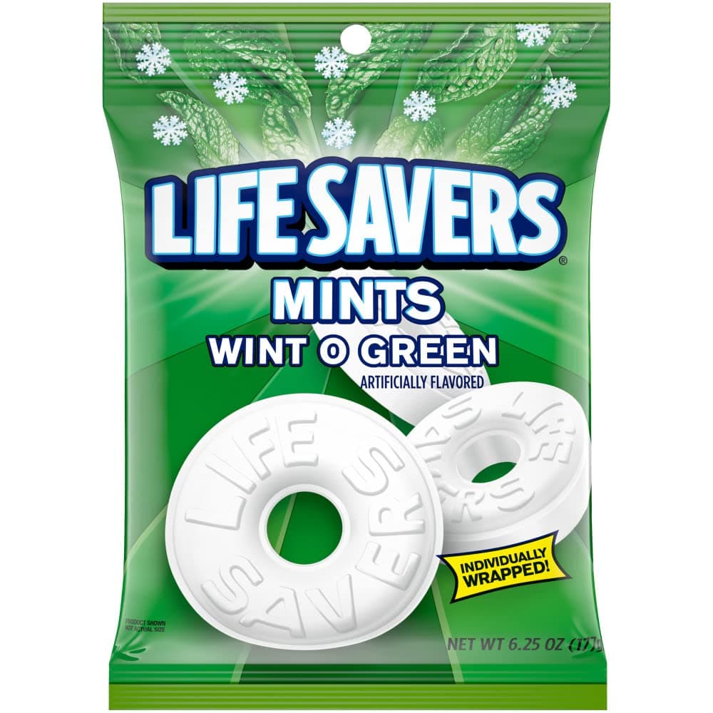 Wint O Green Individually Wrapped Mints, Candy Variety Pack for Snacking, Sharing, Office Parties, and Pantry Stocking, 6.25 oz (12 Hard Candy Bags)