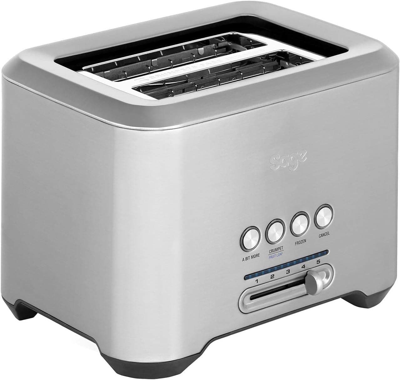 Sage - The 'A Bit More' Toaster 2 Slice with Wide Slots - 5 Settings Including A Bit More, Fruit Bread, Crumpet & Frozen - Brushed Stainless Steel