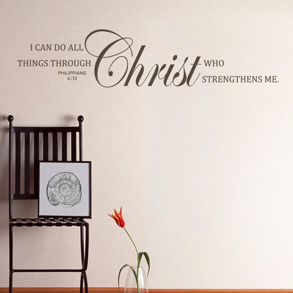 MairGwall Vinyl Wall Decal - I can do All Things Through Christ. Bible Verse Wall Sticker (White, Medium)
