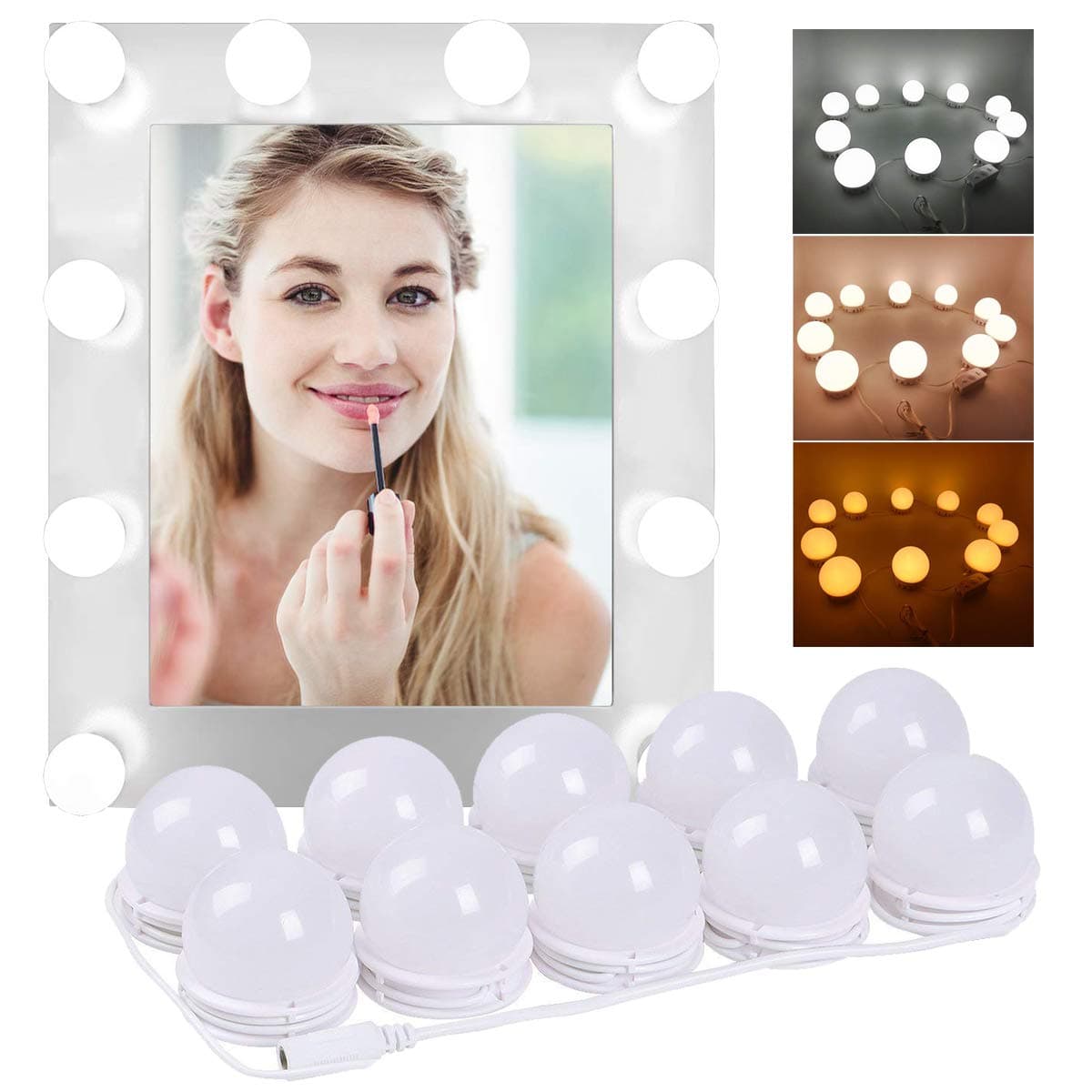 LED Vanity Mirror Lights Kit - Adjustable Hollywood Mirror Makeup Light with 5-Level Brightness Dimmable and Memory Function 15 FT for Make Up, Dressing Table Lights