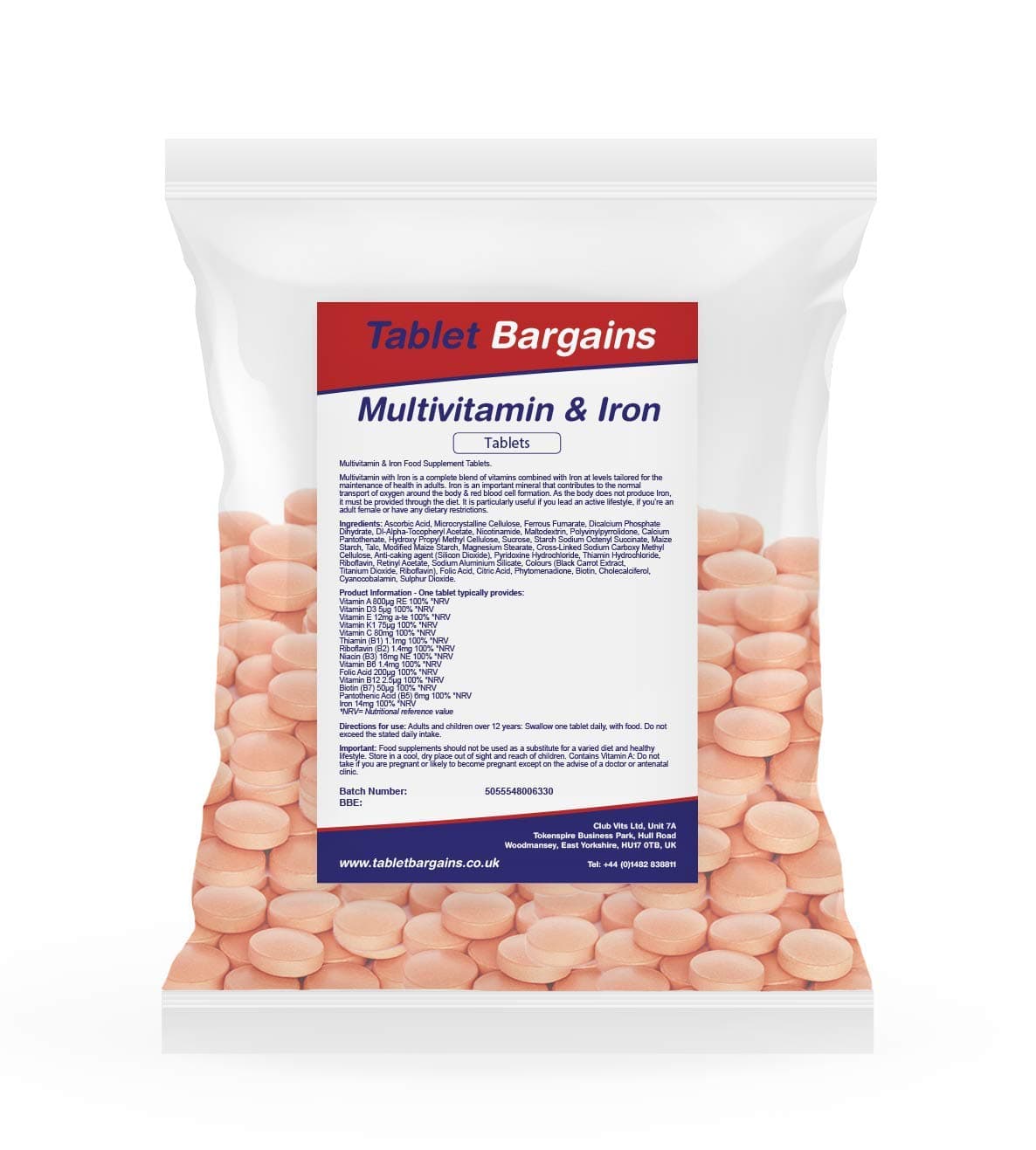 Multivitamin & Iron 120 Tablets | One a Day Formulation for Men or Women | UK Manufactured | Immune Defence: Vitamin C D & B6 Supports Immune System | Tablet Bargains in Grip Seal Bag Packaging…