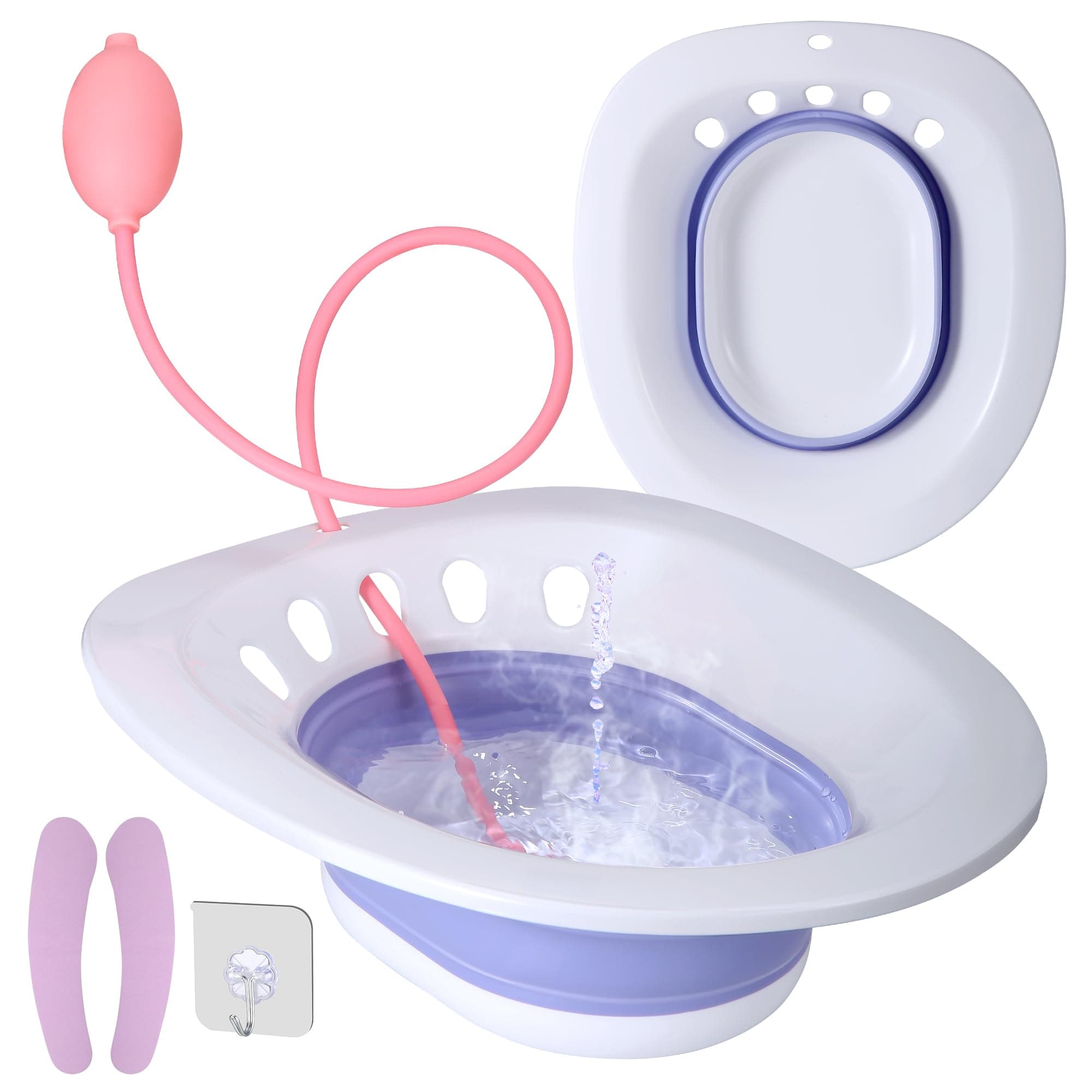 Sitz Bath, Sitz Bath for Hemorrhoids, Foldable Sitz Bath for Toilet Seat, Postpartum Essentials, Hemorrhoid Treatment, Sitz Bath Kit for Postpartum Care, Postpartum Care Basin, Sitz Bath Tub