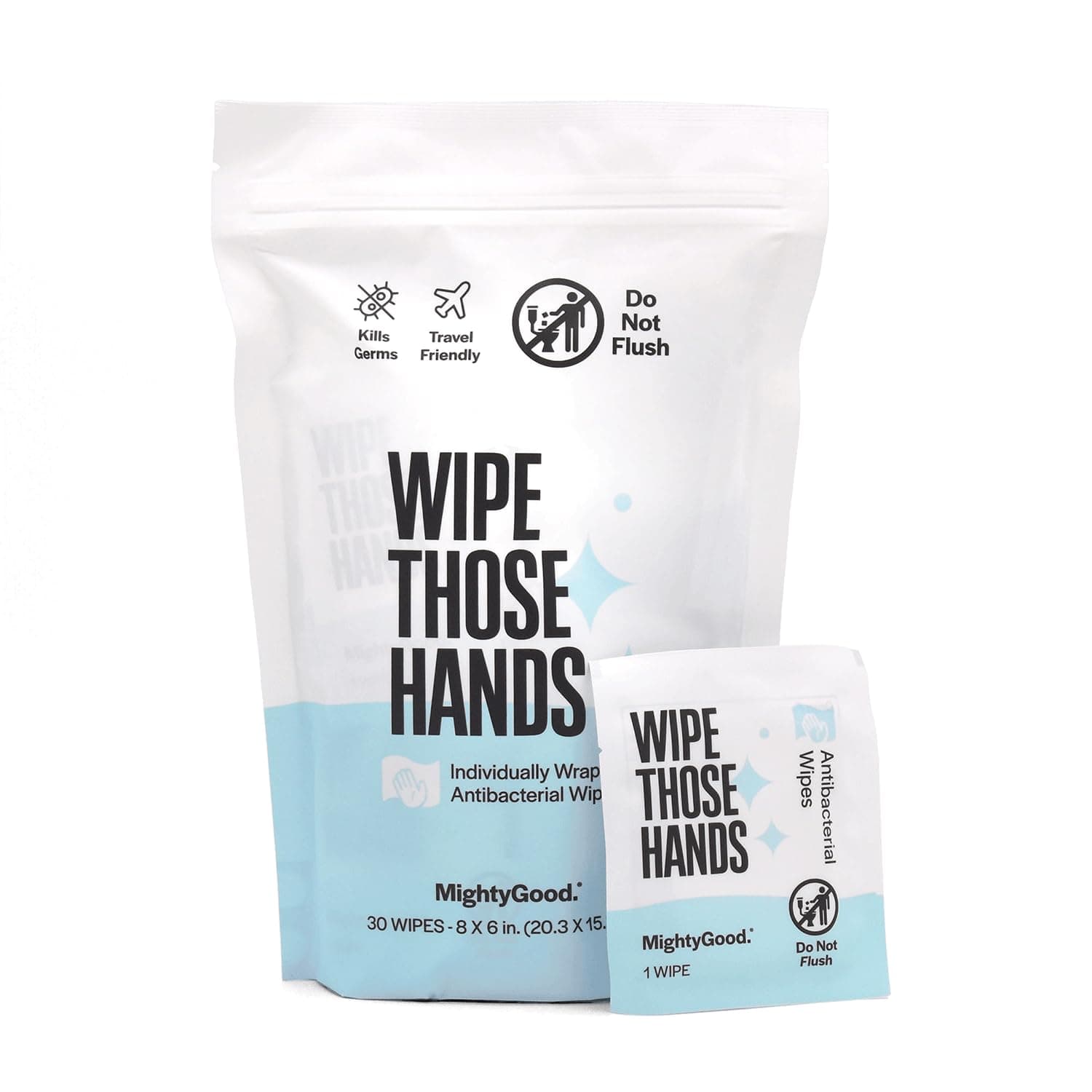Wipe Those Hands On-The-Go Sanitizing Wipes -1 Pack of 30 Individually Wrapped Wipes - Alcohol & Fragrance-Free - Kills Germs Fast - Travel Friendly