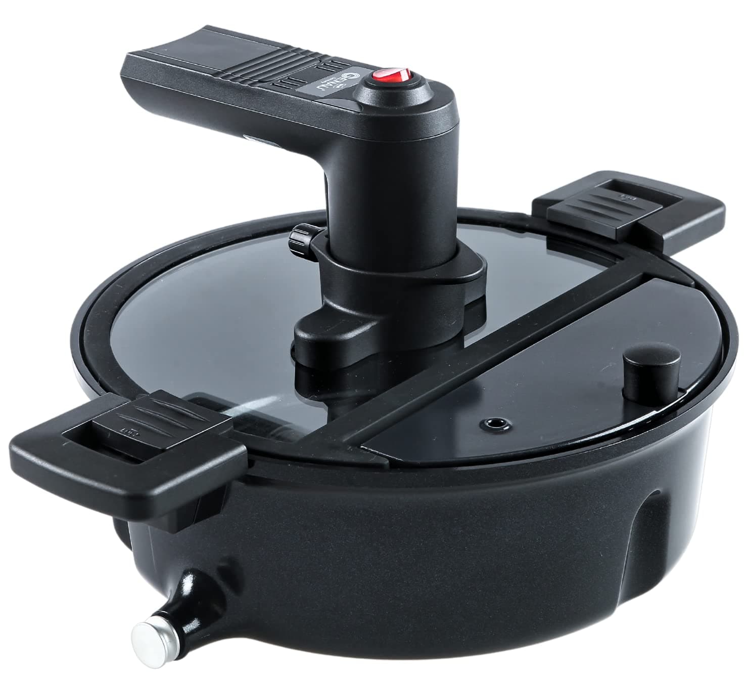 GENAU Automatic Stirrer for Cooking - Hands Free Automatic Pot Stirrer with Pot for Convenient Cooking | Ceramic Coated Self Stirring Pot with Silicone Spatula and Transparent Lid | Battery Powered