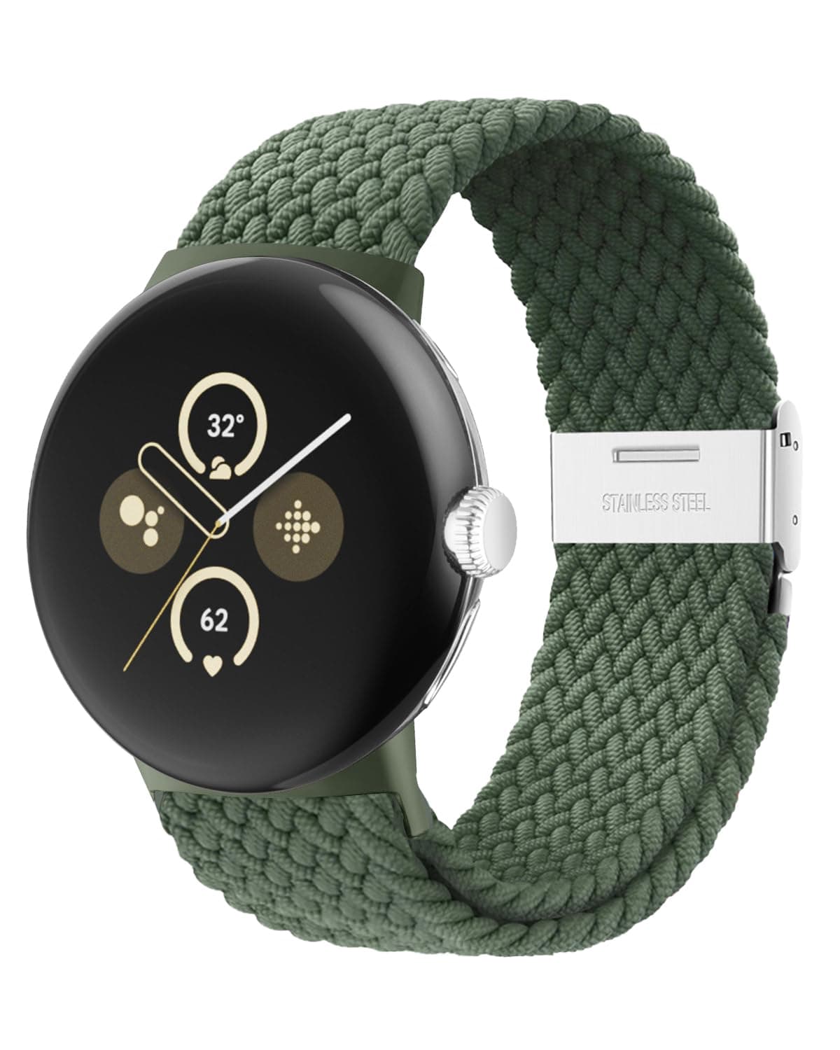 Stretchy Braided Bands Compatible with Google Pixel Watch 4 3 41mm/Pixel Watch 2 Band/Google Pixel Watch Band - Upgraded Connector - Elastic Nylon Breathable Sport Straps for Women Men