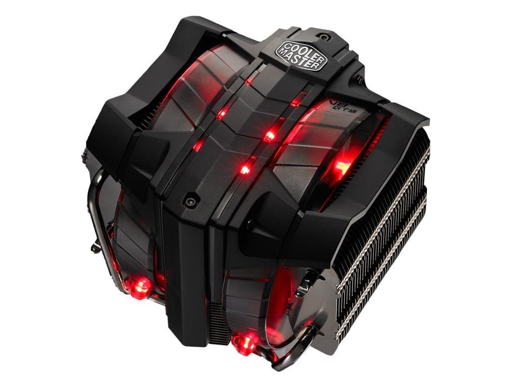 Cooler Master V8 GTS High Performance CPU Cooler, Horizontal Vapor Chamber, 8 Heatpipes, Aluminum Fins, Dual 120mm Fans, Red LED, AMD /Intel LGA1200/1151/2066