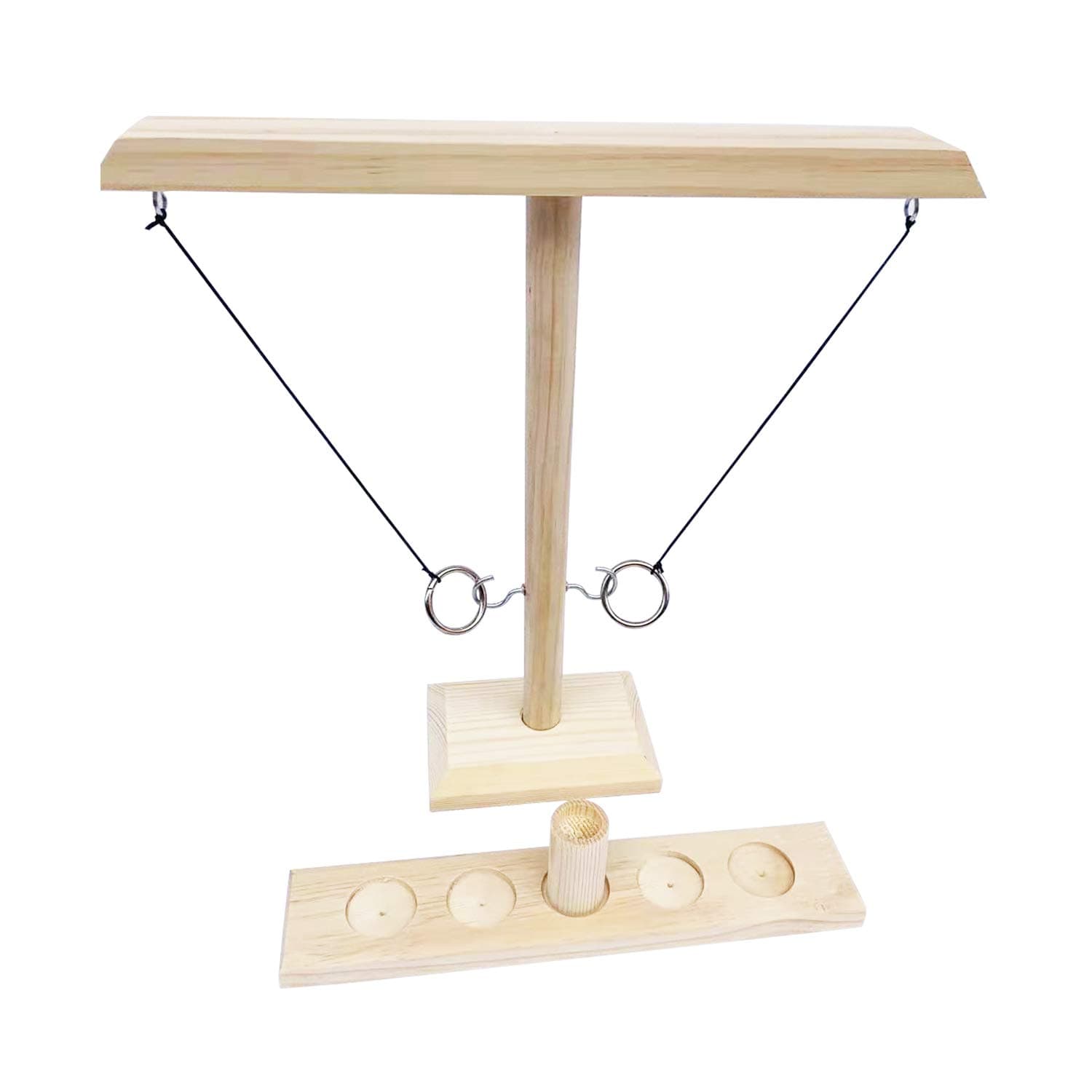 Hooks Ring Toss Game -Toss Hook And Ring Toss Battle Game For Kids Adults,2 Hooks 2 Rings Handmade Wood Desktop Fast-Paced Interactive Handheld Board Game