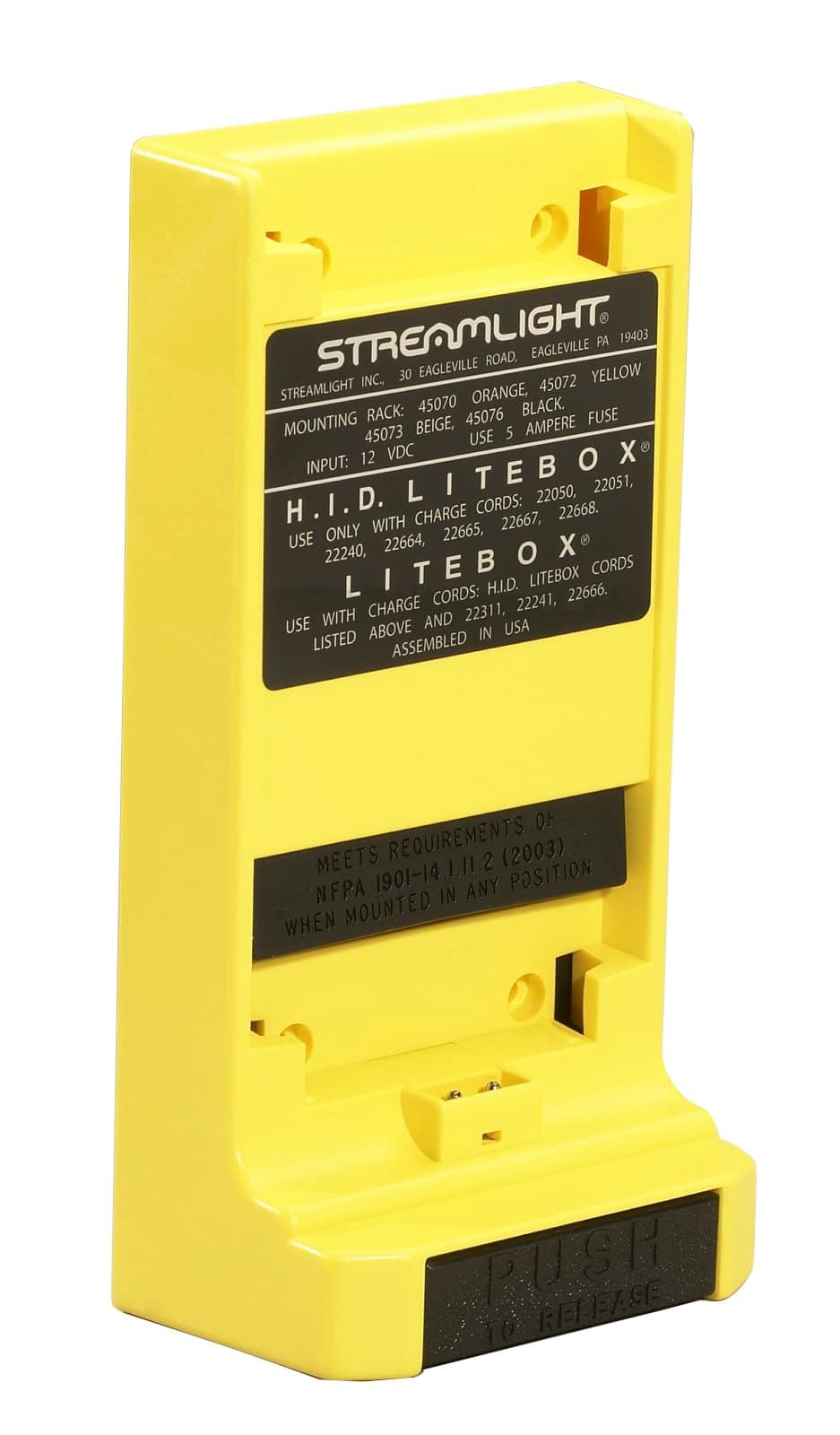 Streamlight 45072 Standard System Mounting Rack - Yellow - LiteBox/FireBox Series
