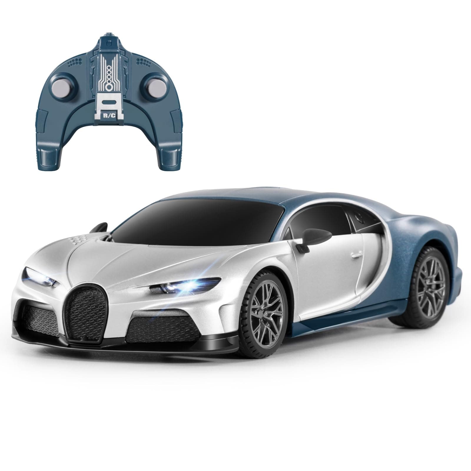 MIEBELY Remote Control Car - 1/24 Scale High Speed RC Race Car, Bugatti Chiron 3.7V 500mAh Car Toy with Headlight Racing Hobby Car Model Perfect Gift for Birthday Adults Kids Boys 6 7 8 9 10 Years Old