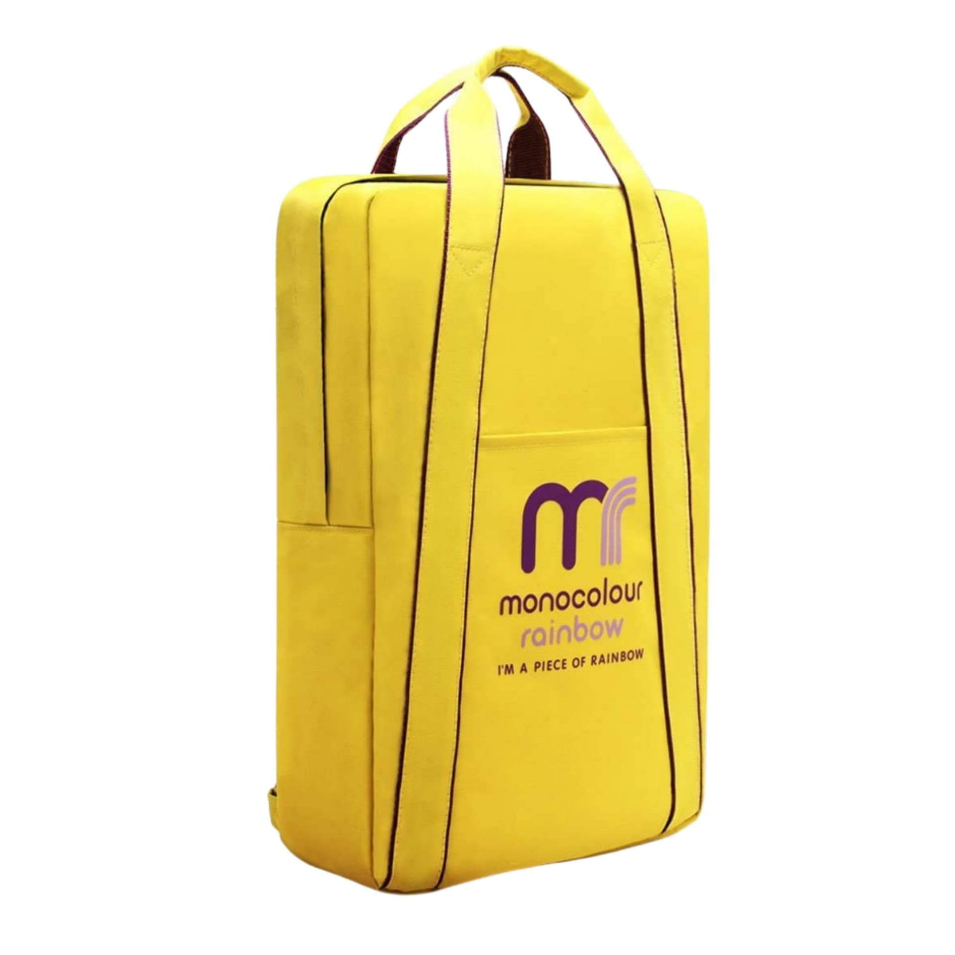 Monocolour Rainbow Laptop Backpack, Multipurpose Bag from 600D Polyester, Backpack for 11-17 inch Laptop, Lightweight Yellow Convertible Messenger Bag for Laptop, MacBook, iPad, Tablet Women