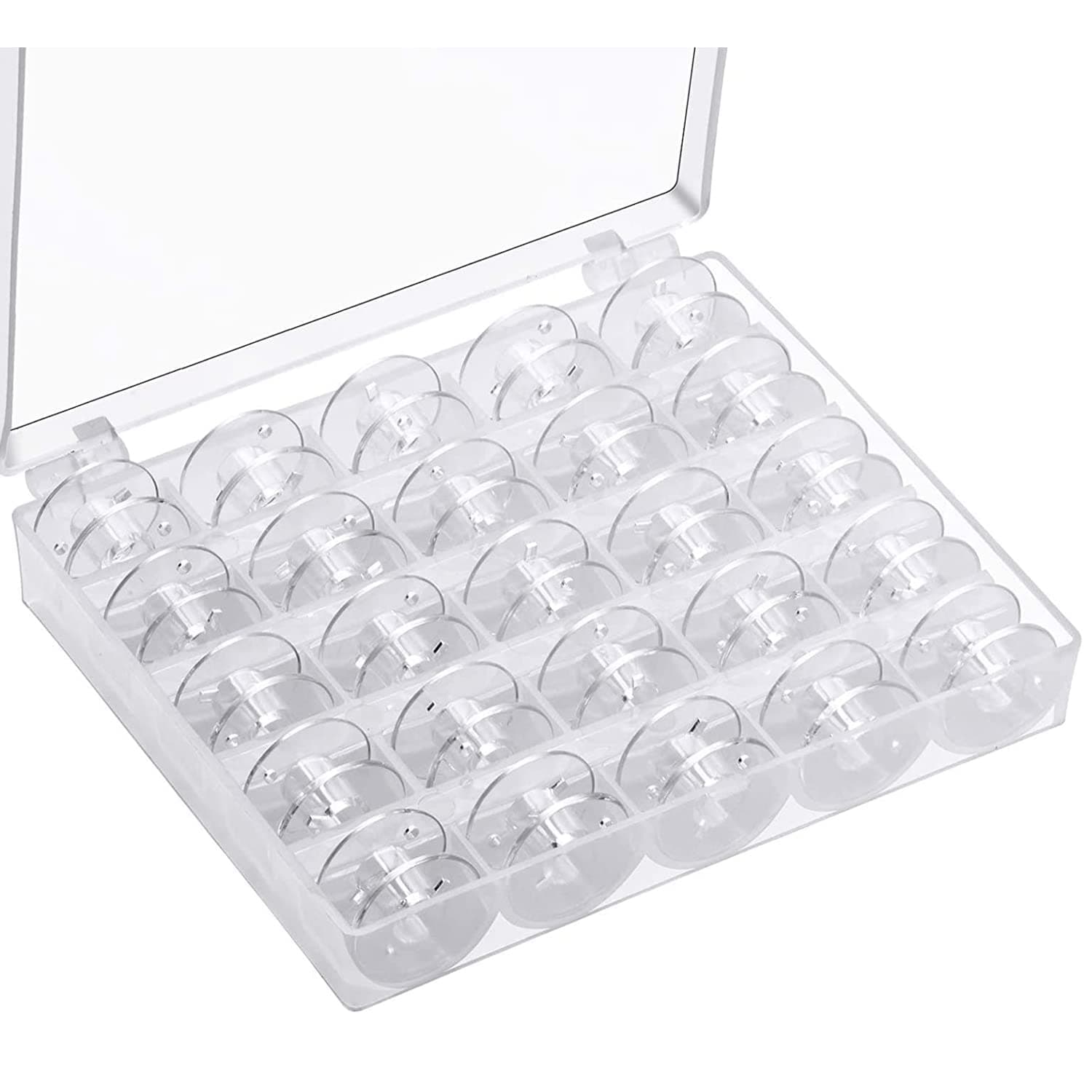 Sewing Machine Bobbins,Plastic Bobbins for Sewing Machine Universal Clear Bobbins with Bobbin Case Sewing Machine Accessories (25 PCS, Transparent)