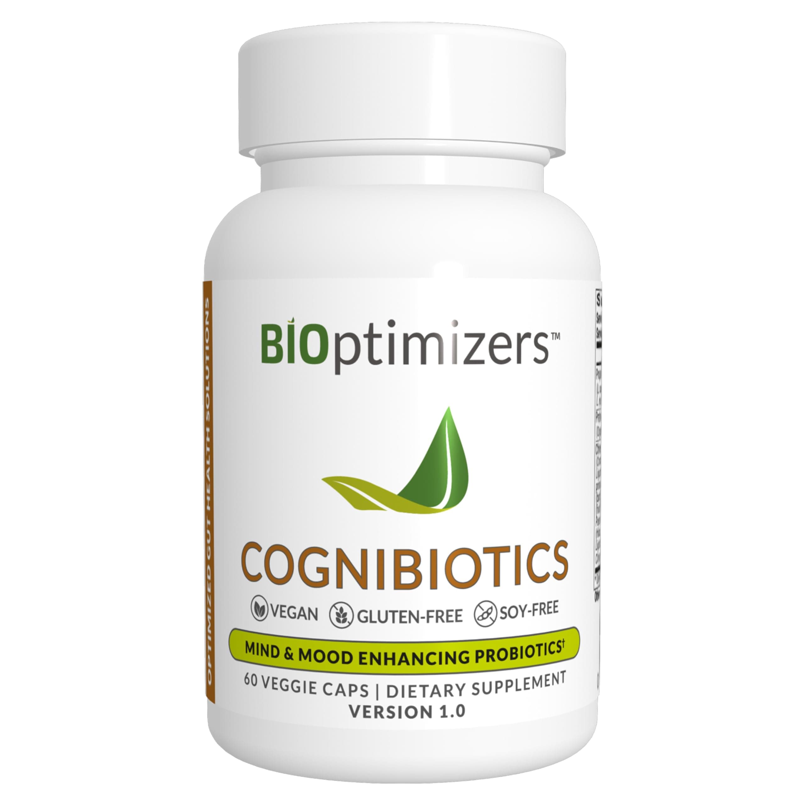 BIOptimizers Cognibiotics Probiotic Brain Supplement - Helps Support Mood, Better Focus, Memory, Mental Clarity - 60 Capsules