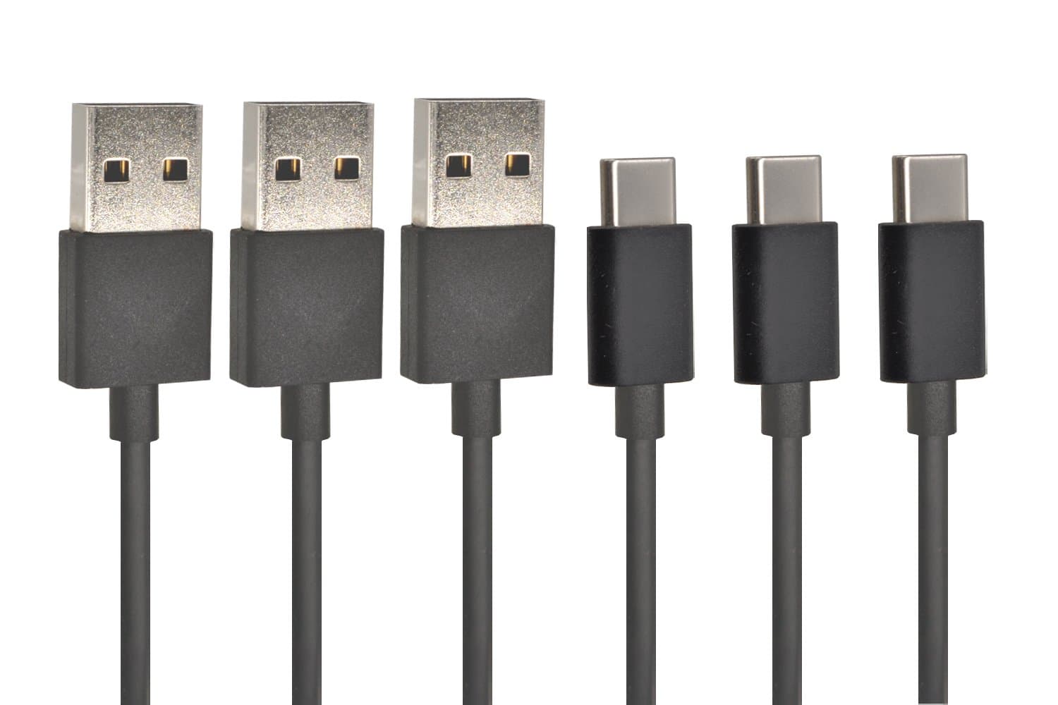 Parallel world USB 2.0 Type C (USB-C) to Type A (USB-A) Cable in Black 3.3 Feet-3pcs