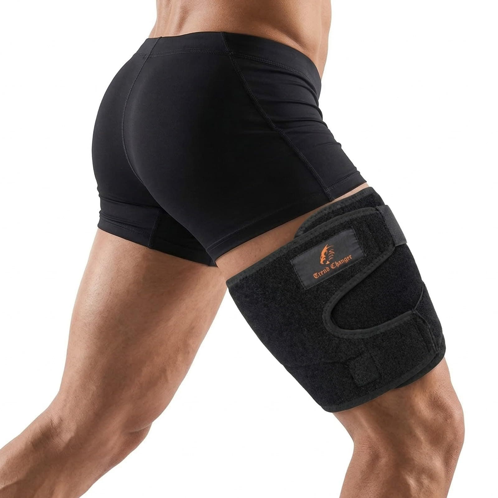 Thigh Compression Sleeve, Hamstring Compression Sleeve for Injury Support, Recovery, Workouts, Running, Cycling, Basketball, Fitness - Adjustable Velcro Straps, Fits Up to 27 Inches, Men & Women