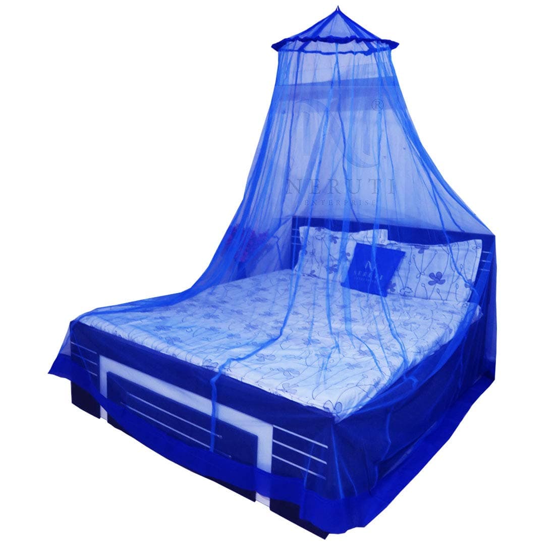 Mosquito Net for King Size Double Bed Hanging Polyester Net Blue Insect Protection