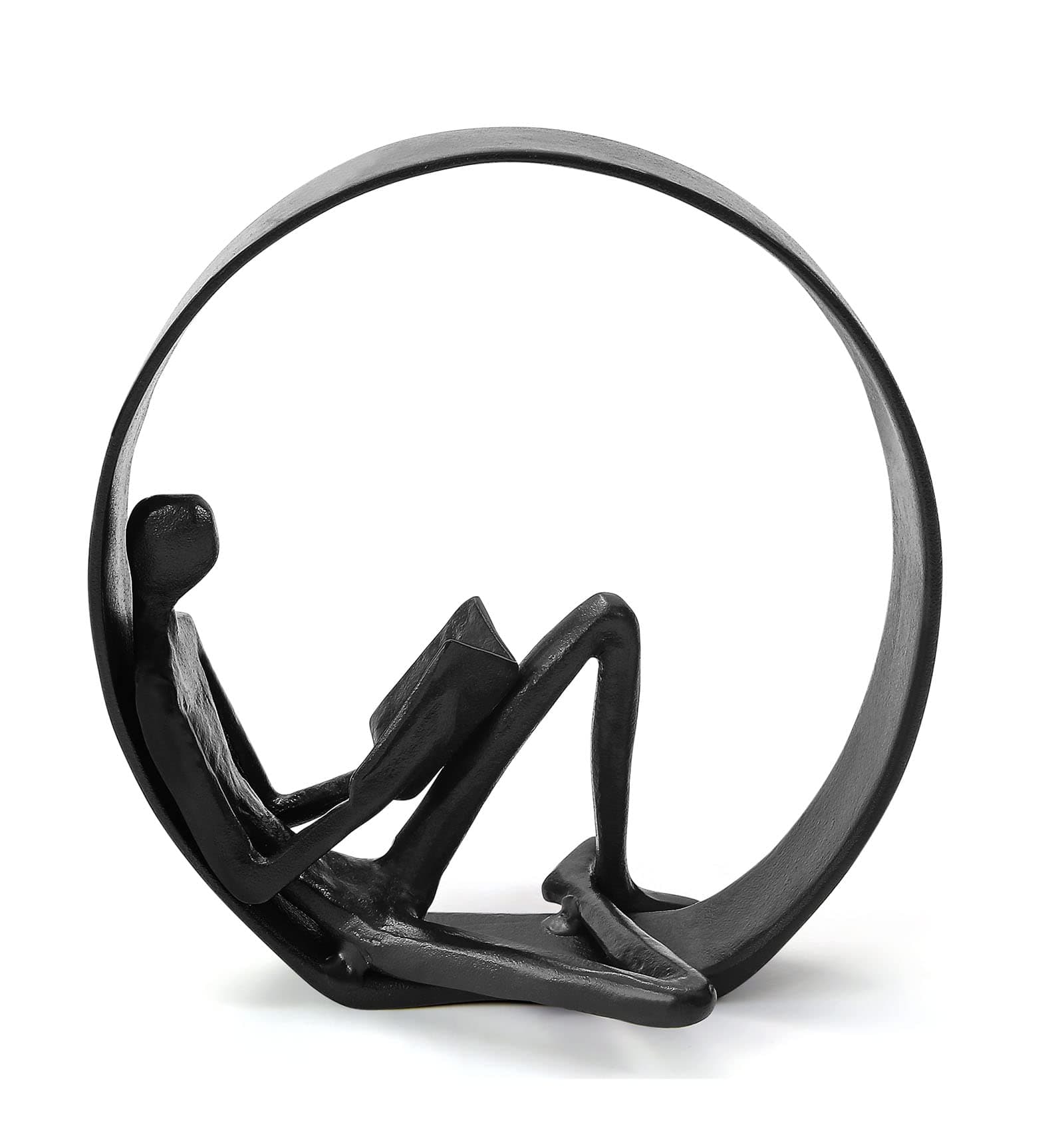 Reading Figurines and Statues - Bookshelf Decorations Objects,Metal Reader Cast Iron Sculpture,Book Lovers Gifts, Modern Art Shelf Décor, Reading Accessories for Book Lovers