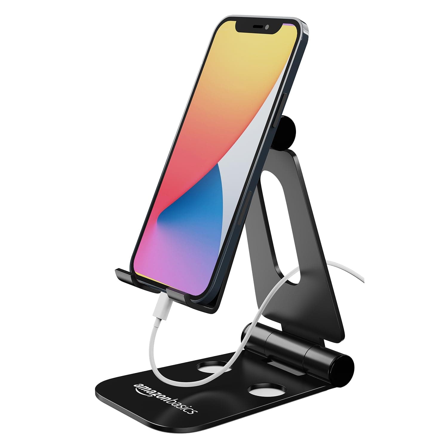 - amazon basics Aluminum Adjustable Mobile Phone Foldable Tabletop Stand Dock Mount for All Smartphones, Tabs, Kindle, iPad (Black)