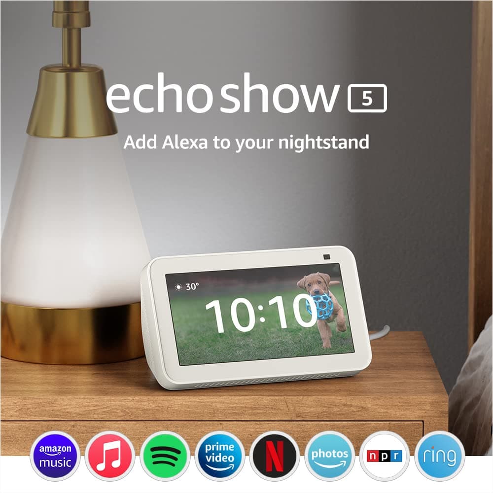 Echo Show 5 (2nd Gen, 2021 release) | Smart display with Alexa and 2 MP camera | Glacier White